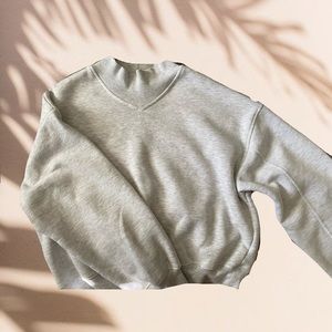 Grey high neck cropped crew
